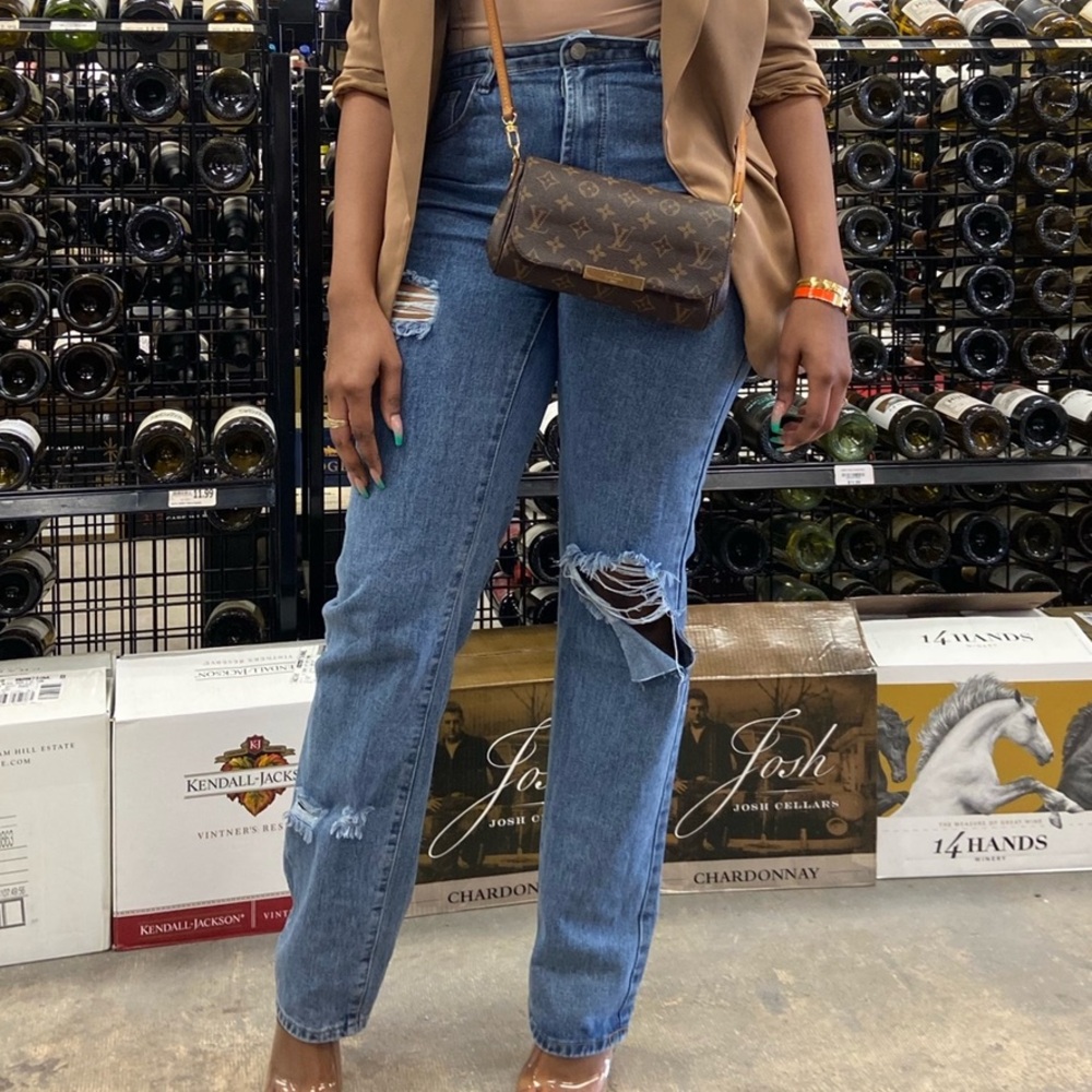 SHEIN Distressed High Rise Jeans